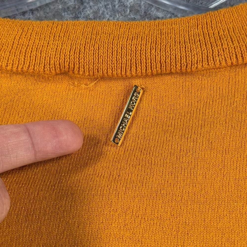 Michael‎ Kors Short-Sleeve Crop Top Womens XL Mustard Everyday Comfy Crewneck